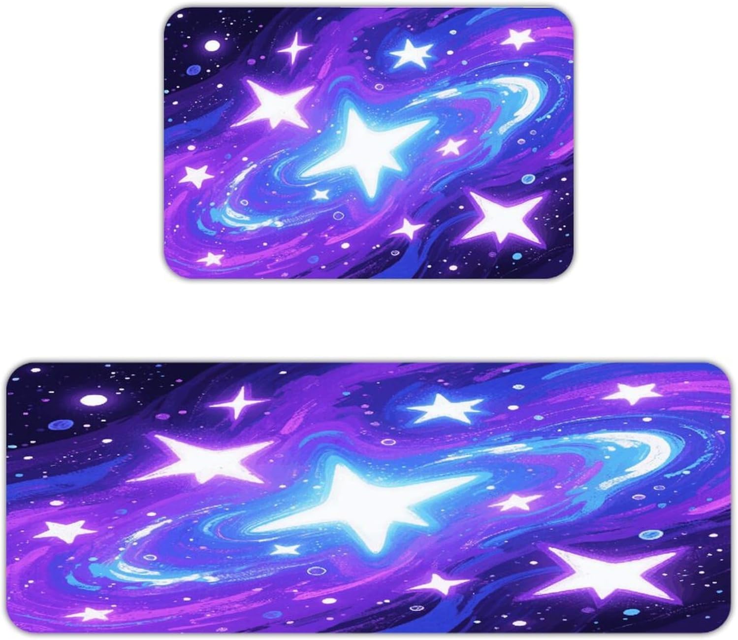 Starry Print Kitchen Mat Set of 2 Ergonomic Comfort Velvet Rugs Cushioned Anti-Fatigue Non-Slip Standing Mats Thick Kitchen Floor Mat Carpet Runner Rugs 16"×24"+17"×47"