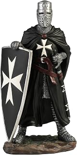 Veronese Design 6 3/8 Inch Maltese Knights Hosipitaller Templar Sword and Shield Hand Painted Polystone Home Decor Statue Collectibles