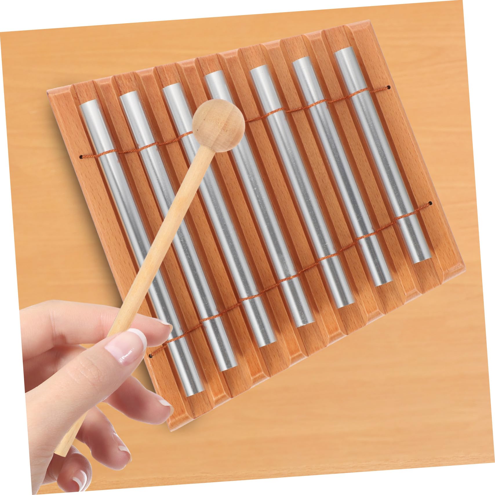 Campane a Vento da Tavolo 7 Toni Set 1 in Legno e Metallo | Back To School Party, Strumento Percussione Affidabile, Oggetti per Scuola, Giocattolo Ricreativo Campanelli
