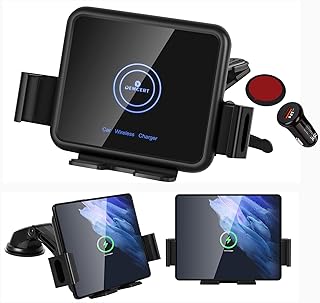 Support Portrait Unfold Charging for Fold 3 Car Mount, Wireless Car Charger Compatible for Samsung Galaxy Z Fold 3,Fold 4,Fold 5, Pixel Fold Auto Clamping Fast Charging Holder with Cooling Fan