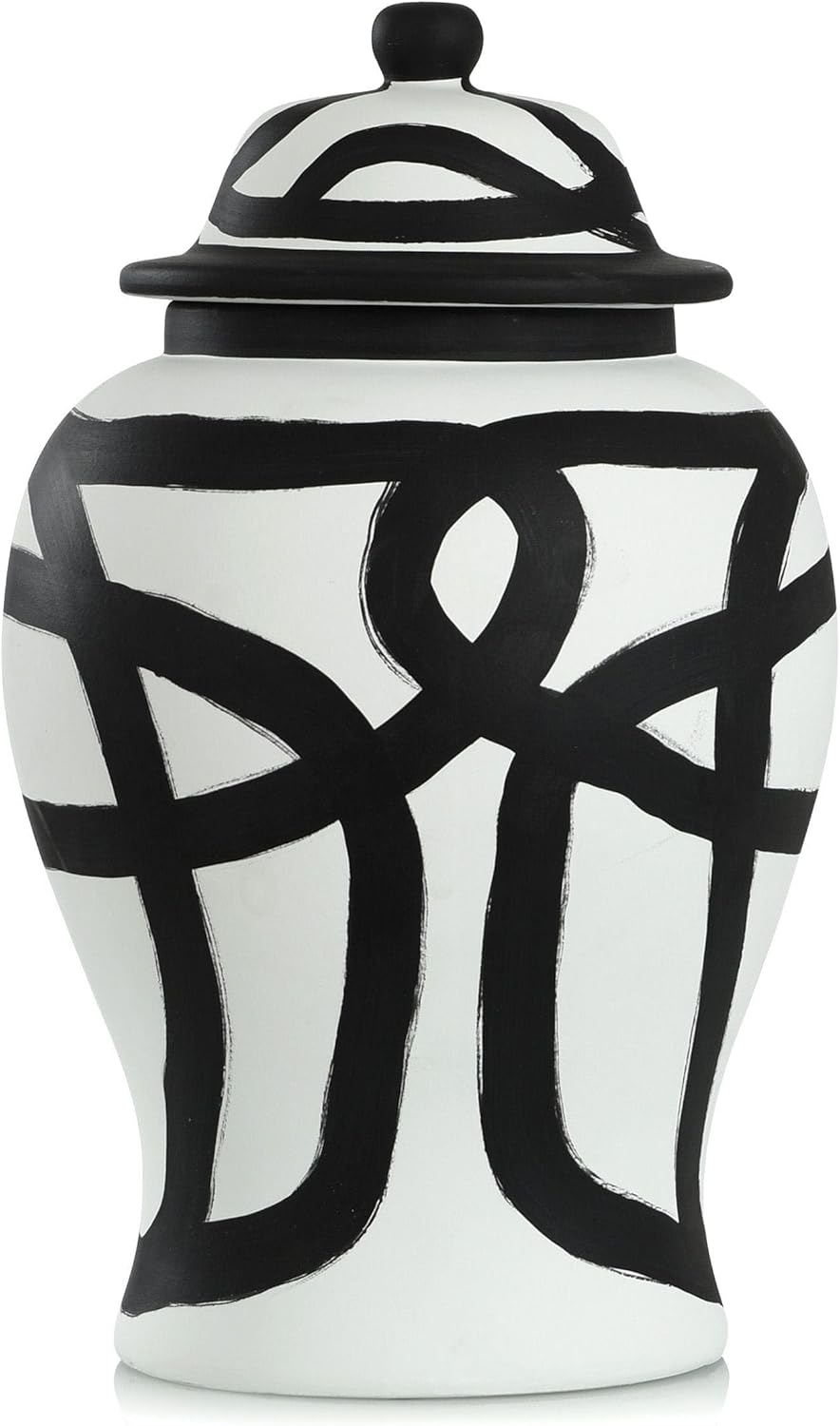 Ginger Medium Black and White Finish On Ceramic Modern Contemporary