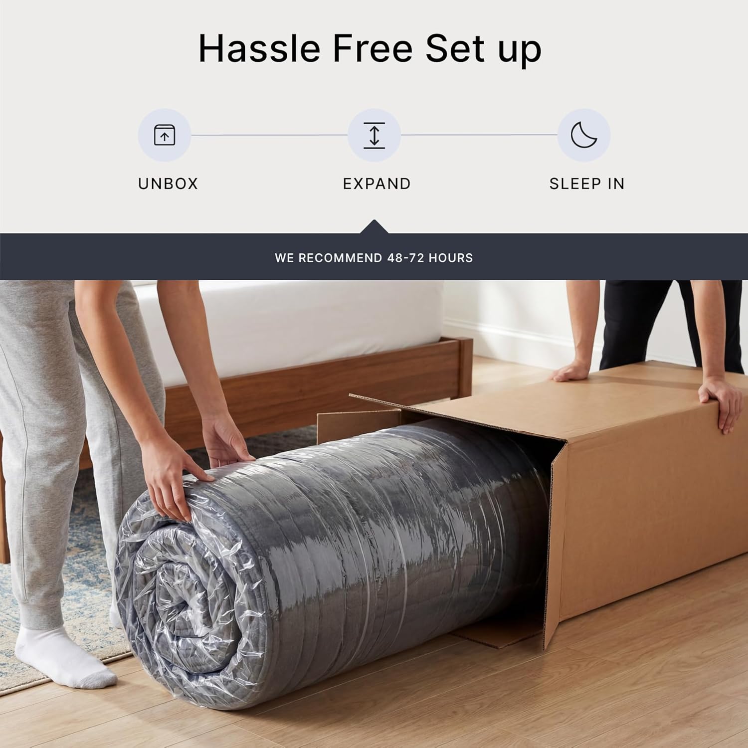 Signature Design by Ashley Gray 1200 Hybrid Firm 12 Inch Charcoal-Infused Gel Memory Foam Mattress with Edge Support for Cool Sleep and Pressure Relief, Queen, Fiberglass Free, Mattress in A Box