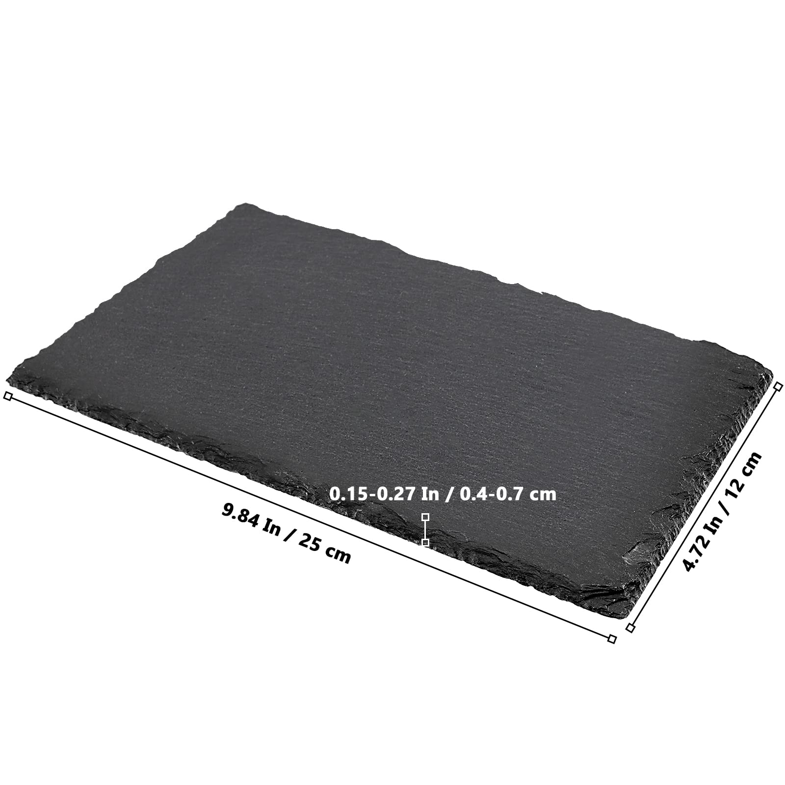 MUKLEI 8 tablas de queso de pizarra negra de 10 x 4.7 pulgadas, bandeja de servir de pizarra negra con borde natural, bandeja de servir de piedra pizarra para queso, embutidos, sushi, aperitivos