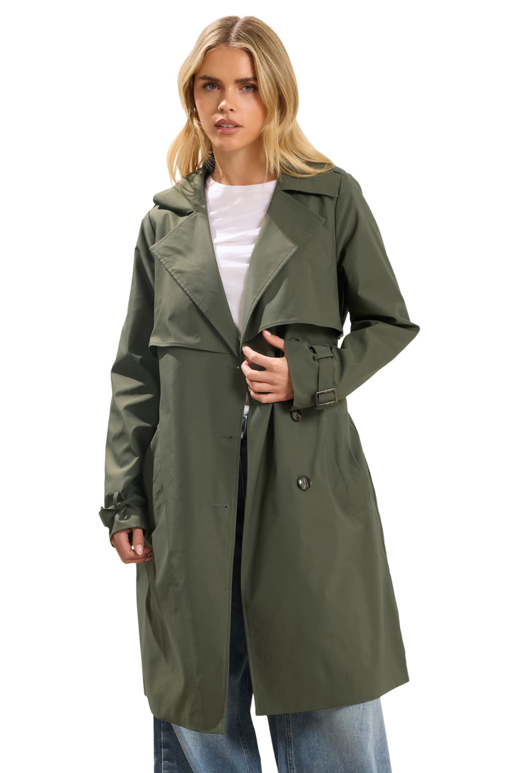 Pixiegirl Women's Dark Green Petite Trench Coat In | Size: 12