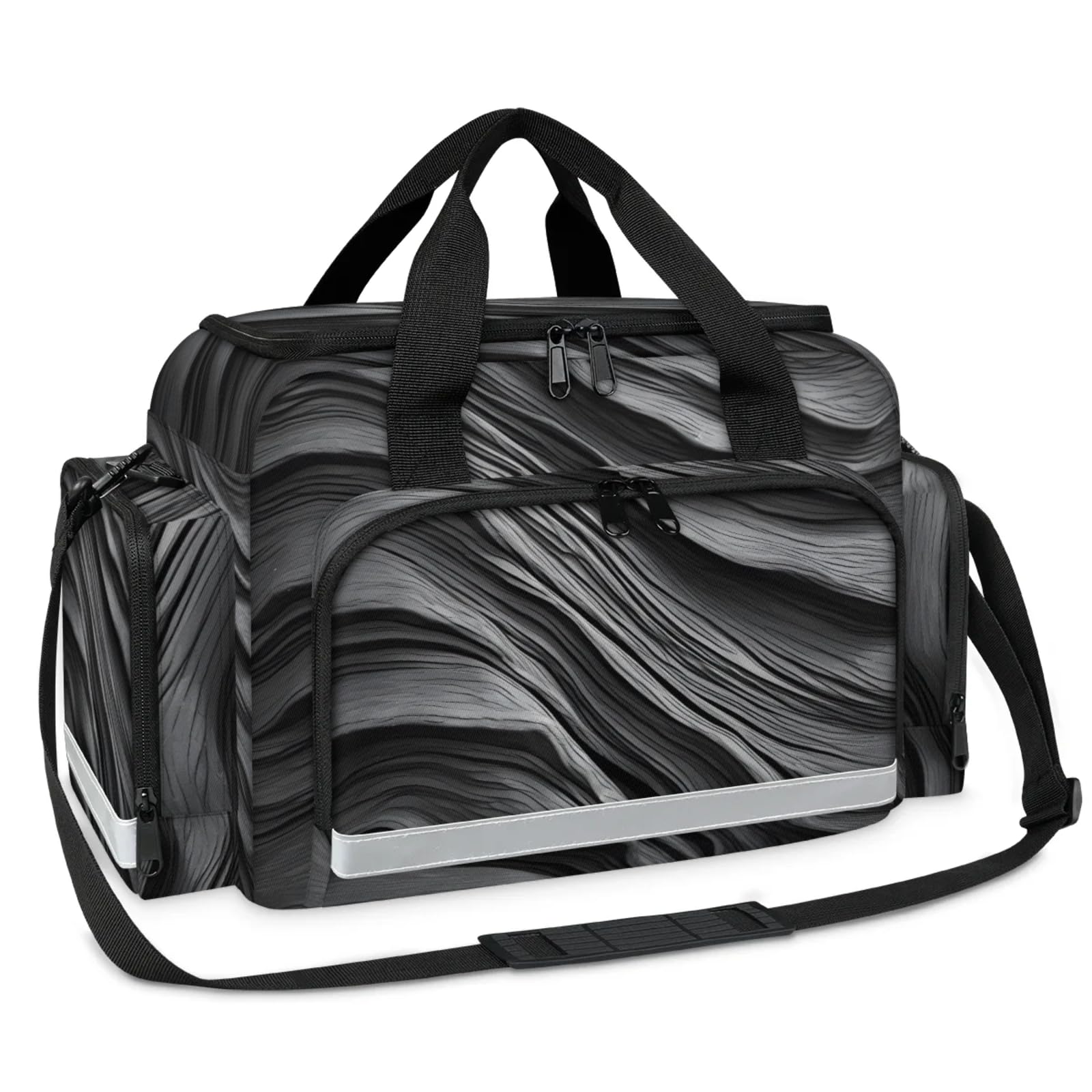 GzLeyigou First Aid Bags Empty, Black Emergency Bag Watercolor Marble First Aid Kit Multiple Compartment Kit Carrier On Call Trauma Bag For Paramedics Emergency Medical Supplies Kit