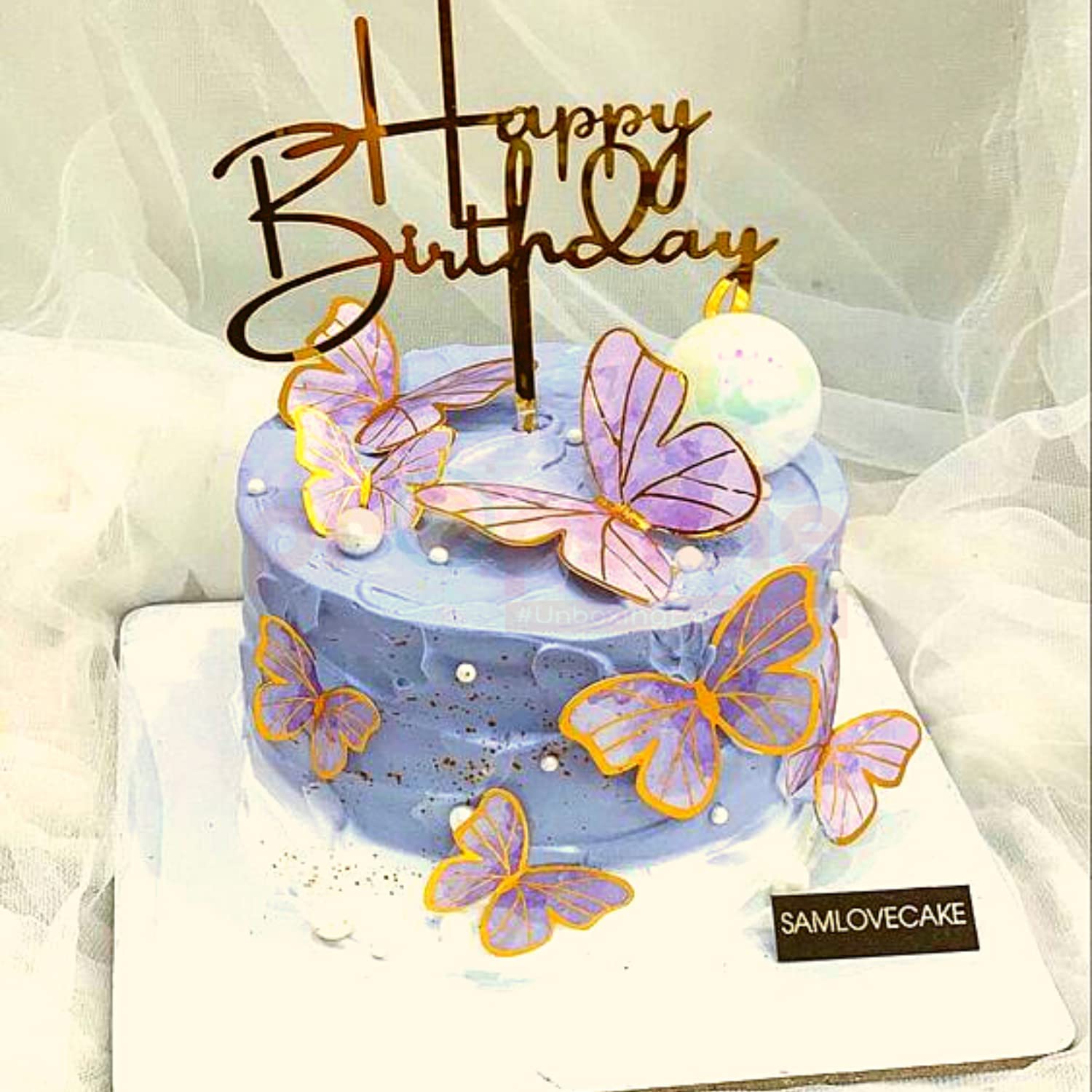 Propsicle Happy Birthday Acrylic Cake Topper, Gold Cursive - Elegant Cake Decoration for Kids & Adults, Photo Prop for Party Cakes - Image 9 thumbnail