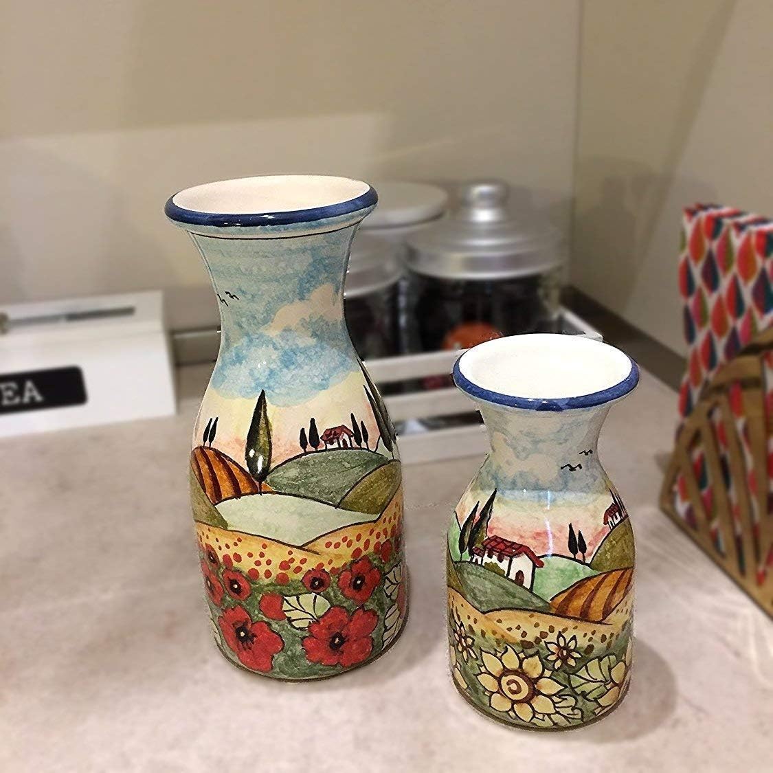 CERAMICHE D'ARTE PARRINI - Italian Ceramic Art Pottery Vase Set Pitchers Water Vine Hand Painted Made in Italy Tuscan