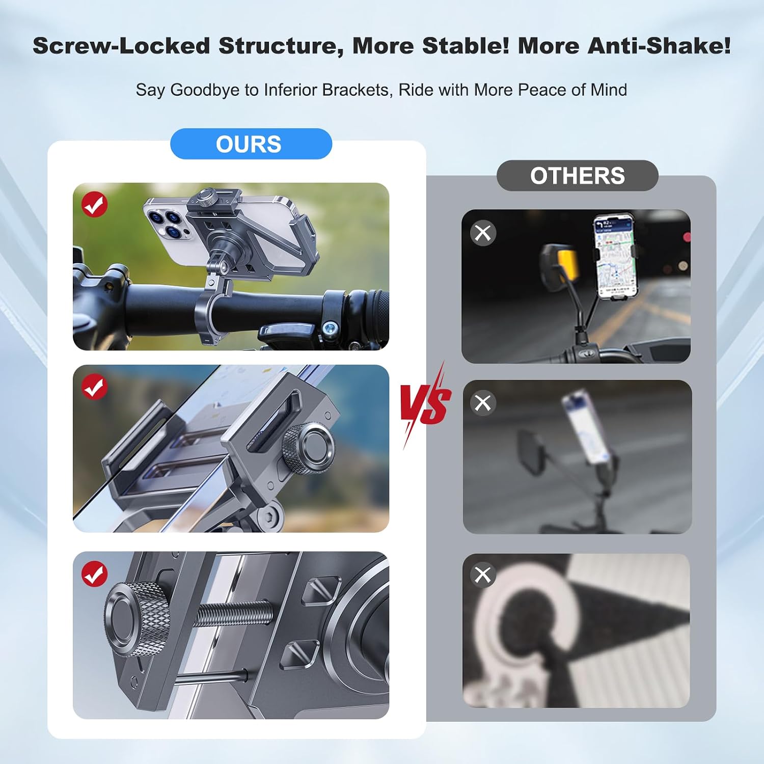 Bike Phone Mount Holder,Handlebar Mounted Cell Phone Holder for 4.7-7.9 inches Smartphone, CNC Aluminum Alloy,360°Rotation Ebike Phone Mount Fit for Electric Scooter, ATV,UTV,931008