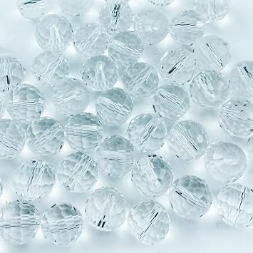 Crystal Glass Beads 150 Pieces 6mm Round 96 Faceted Glass Spacer Beads for Jewelry Making Bracelet Necklace Earring DIY CraftTransparent