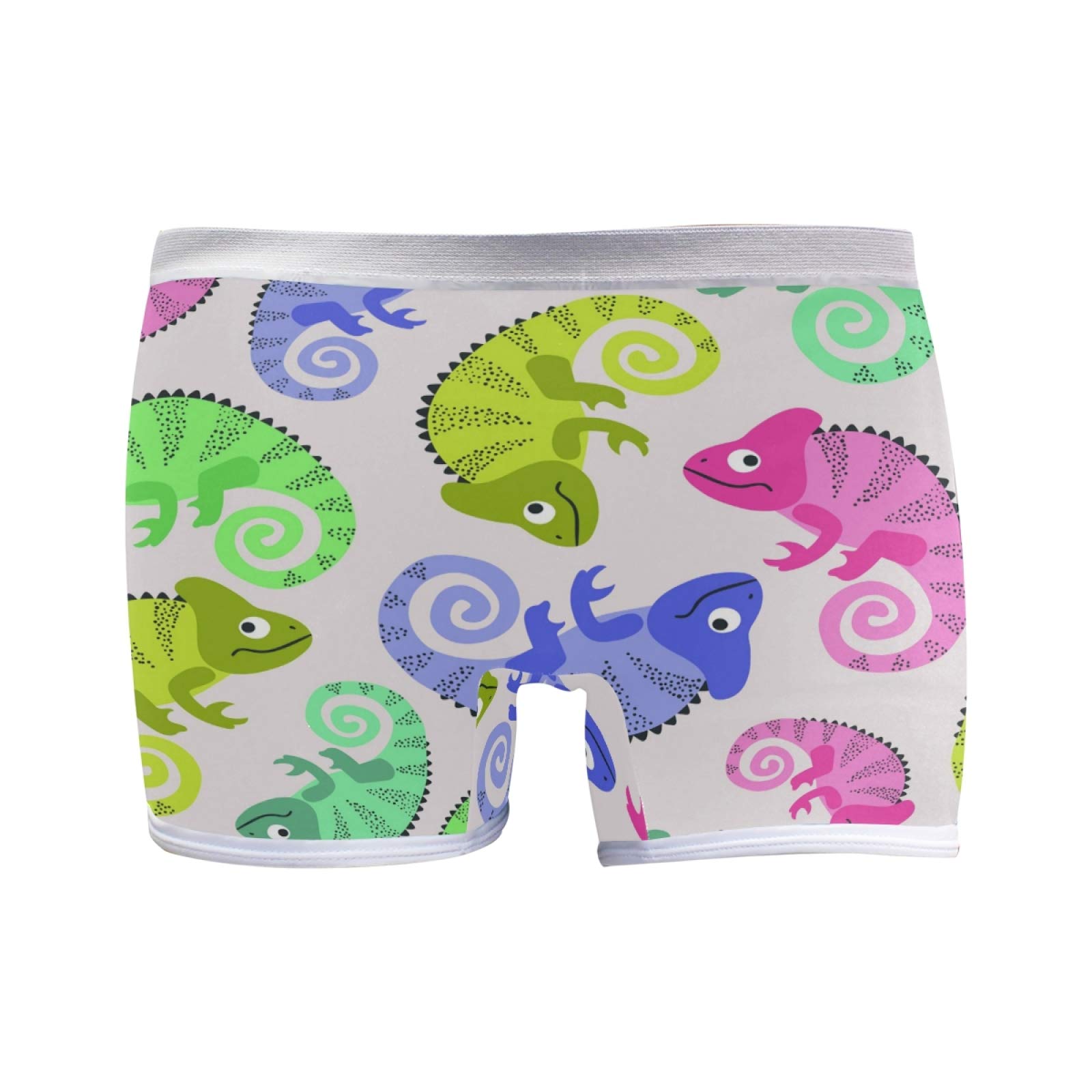 Puxuqu Women's Multicoloured Boyshort Boxers Shorts Colorful Cute Chameleon Boxer Briefs Panties Underwear For Girl Lady