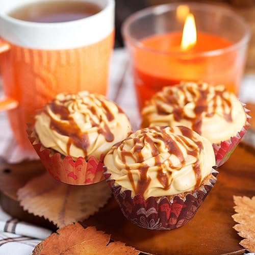 Miniatura 3 de 600 forros para cupcakes de otoño, Acción de Gracias, hojas de arce, mini tazas de hornear para hornear, dulces de otoño, muffins, tazas de papel