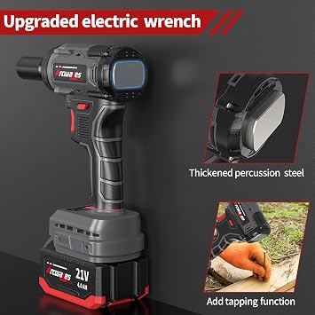 Arcwares 21V Cordless Impact Wrench, 260FT-LBS(350N.m) Brushless Electric Impact Wrench, 2500RPM Torque Impact Gun,2x 4.0Ah Batteries with LED Ring Light and Hammer Function