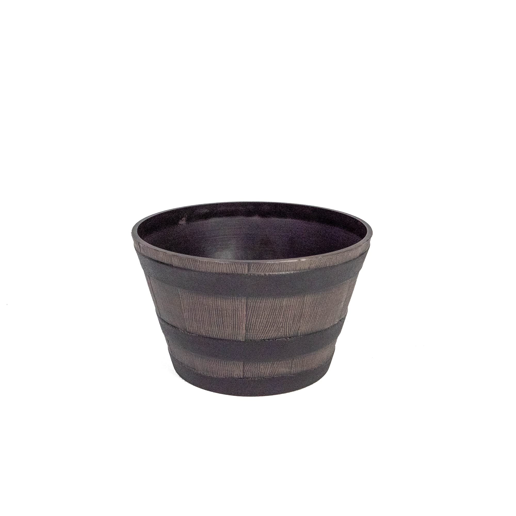 Thompson & Morgan Small Garden Wooden Effect Barrel Planter, Outdoor Half Whiskey Cask Flower Pot, Indoor Rustic Patio Grow Plant Container (1, Small)