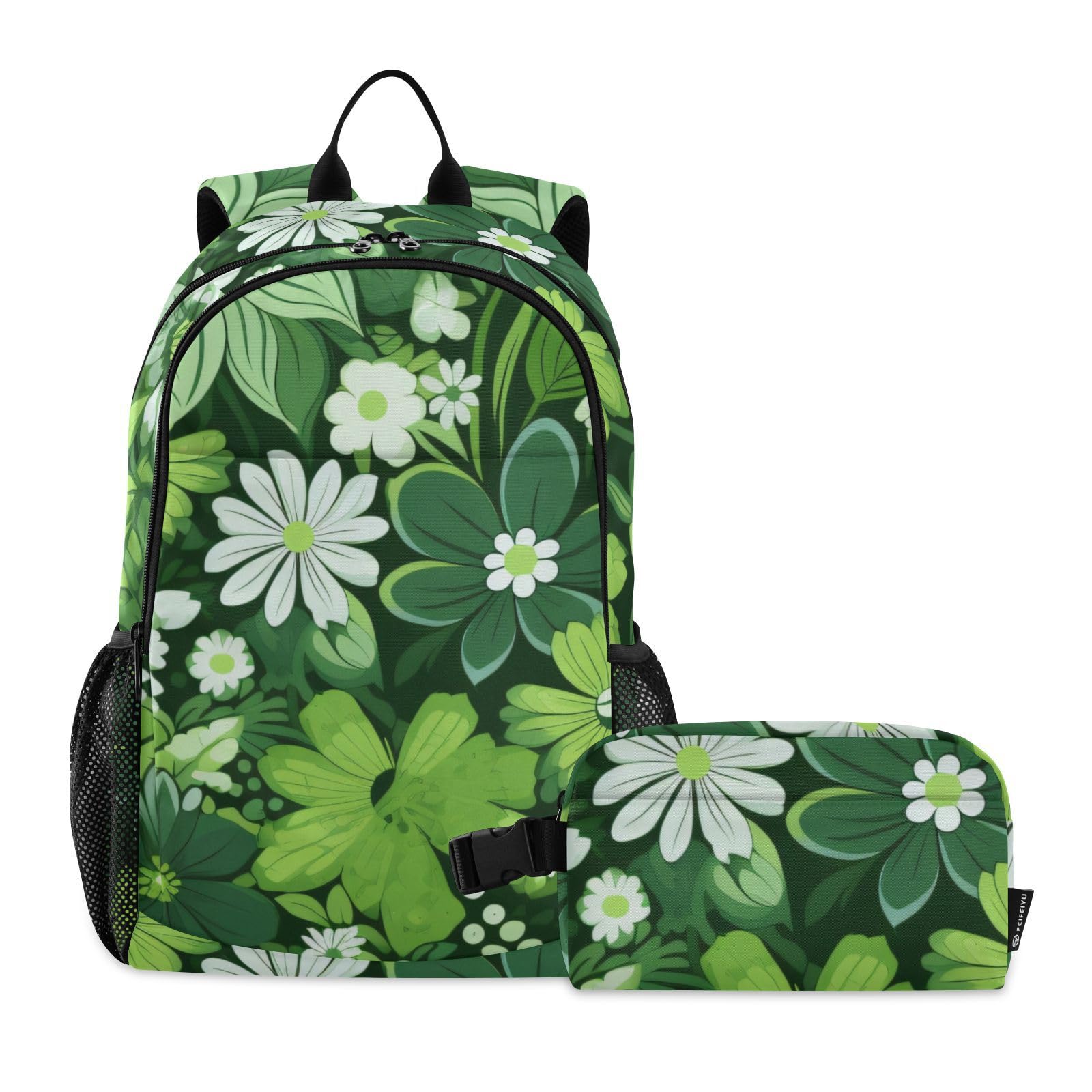 Sac à dos ado avec boîte à déjeuner isotherme verte pour le collège et pique-nique