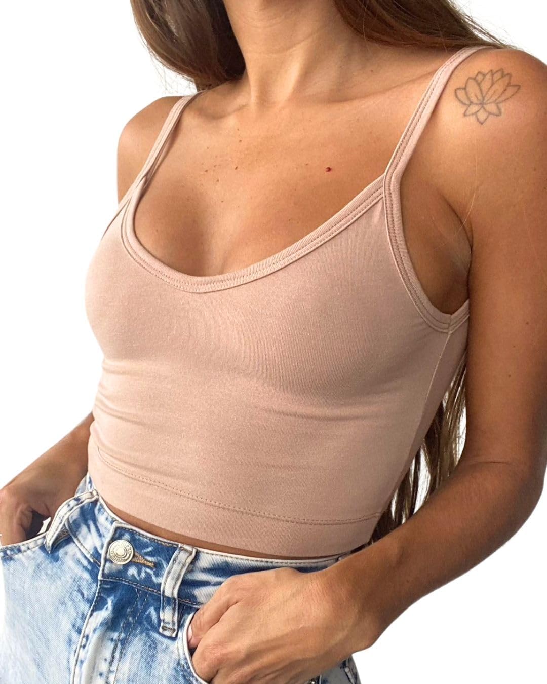 Backless Top Cotton Tank Tops for Women Spaghetti Strap Tank Top Open Back Top Deep V Neck Tops for Women - Image 2