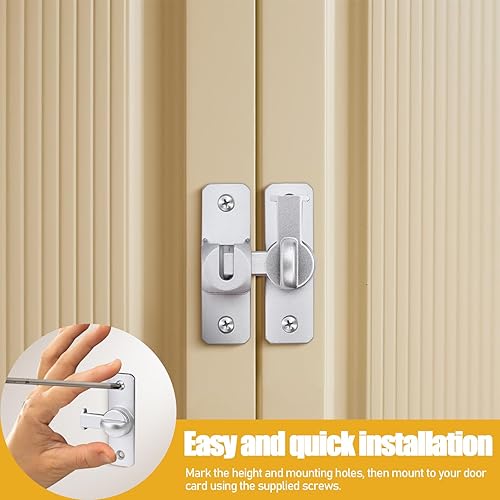 Miniatura 5 de Paquete de 2 pestillos para puerta de granero, cerradura de puerta corrediza de granero de 90180 grados, pestillo de puerta deslizante multiángulo