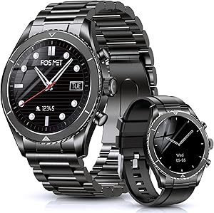 FOSMET スマートウォッチ R1【2026新モデル・AMOLED常時表示】1.32インチサファイアガラス Bluetooth通話・メッセージ通知 最大14日連続使用 IP68防水 睡眠管理 100種スポーツモード カスタマイズ文字盤 GPS連携 4PDセンサー ベルド2本 iPhone&Android対応 TELEC認証済 ブラック