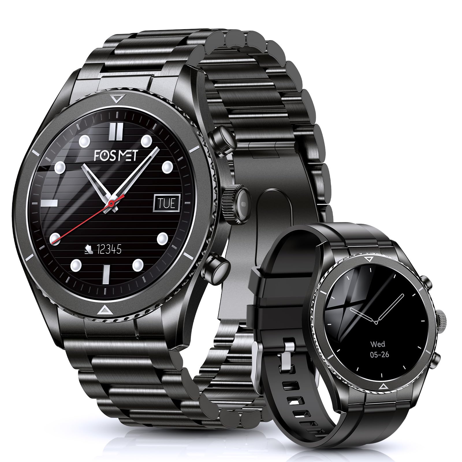FOSMET スマートウォッチ R1【2026新モデル・AMOLED常時表示】1…
