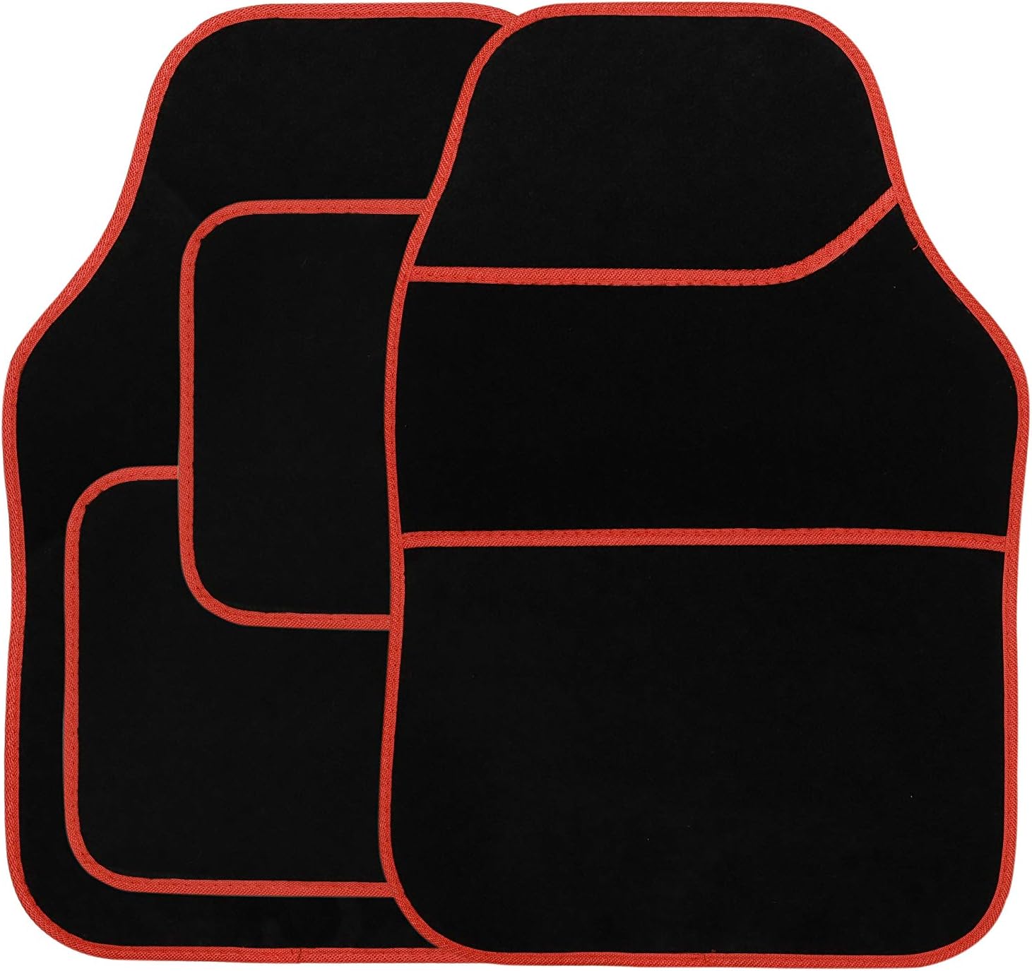 Streetwize SWBCMR Velour Car Floor Mat Set of 4, Anti-Slip Car Mats - Car Interior Accessory (Red/Black)
