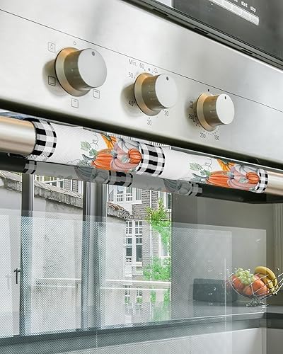 Miniatura 5 de Juego de 2 fundas para manijas de puerta de refrigerador con diseño de calabaza de Acción de Gracias, para lavavajillas, microondas, horno, nevera,