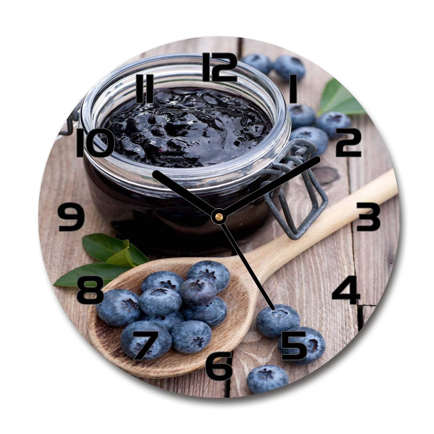 Horloge en verre de salon design Tulup, motif confiture de myrtille 60x60 cm pour cuisine moderne