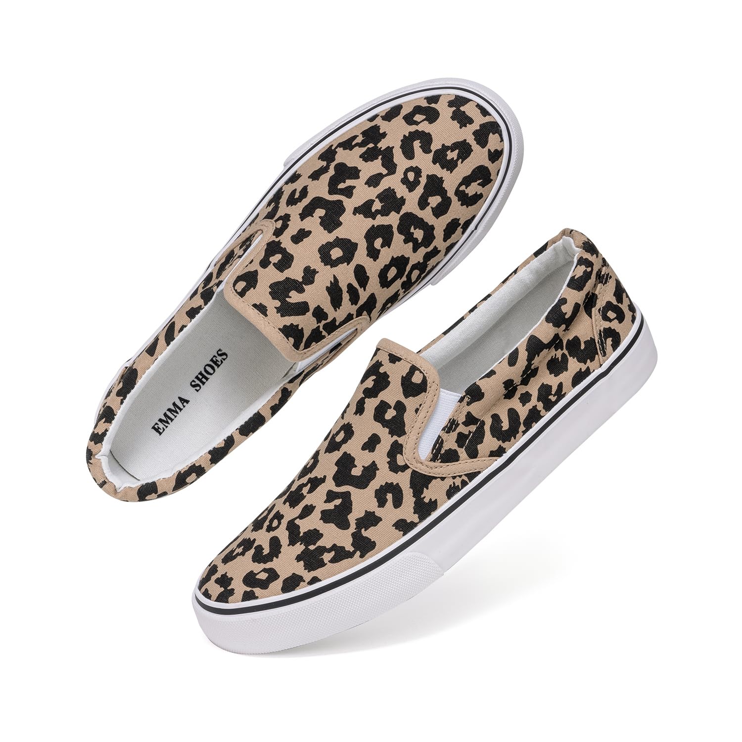 Emma Shoes Low-Top Slip Ons Women's Fashion Sneakers Casual Canvas Sneakers for Women Comfortable Flats Breathable Padded Insole Slip on Sneakers