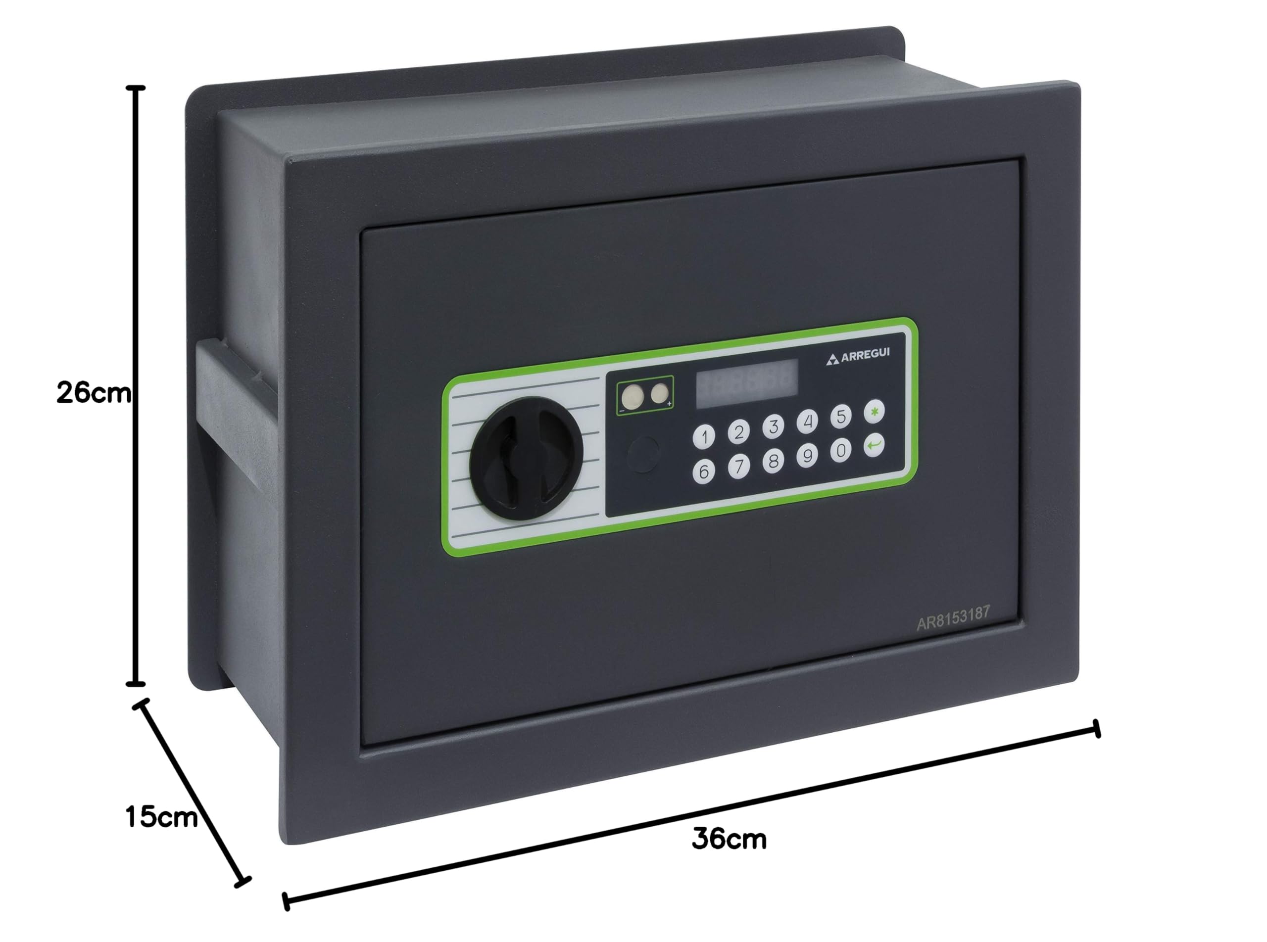 ARREGUI Supra 241120 Cassaforte a muro con serratura a chiave | Cassaforte da incaso a parete con Fondo Estensibile | Alto livello di sicurezza | Facile da installare | 26 x 36 x 15/25 cm