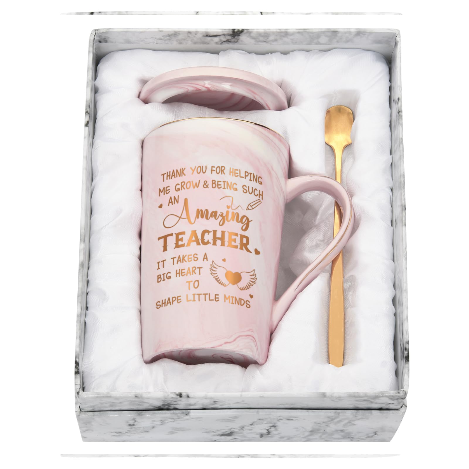 Joymaking Teacher Gift Coffee Mug Best Teachers Gift Idea Mug - Thank You for Helping Me Grow - Thank You Gifts for Teacher Birthday, Christmas Gifts, 14 Oz Teachers Gifts Mug, Pink