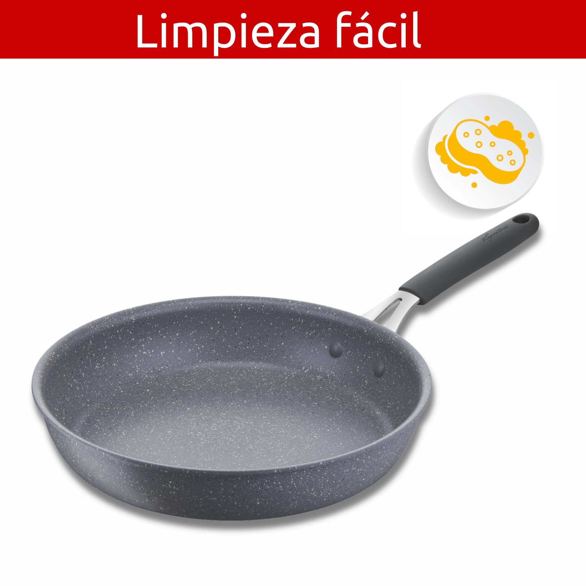 Lagostina Tempra® Mineral Bis 012163600002 - Sartenes de 24/28 cm, revestimiento mineral, antiadherente, seguro, fácil de limpiar, apta para inducción, 012163600002