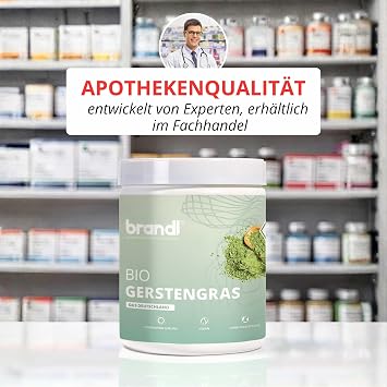 Gerstengraspulver BIO - natürliches Gerstengras Premiumqualität - optimal für Sportler Rohkost-Qualität aus Bayern und abgefüllt in Deutschland laborgeprüft - 500g Bio Gerstengras Pulver by brandl®