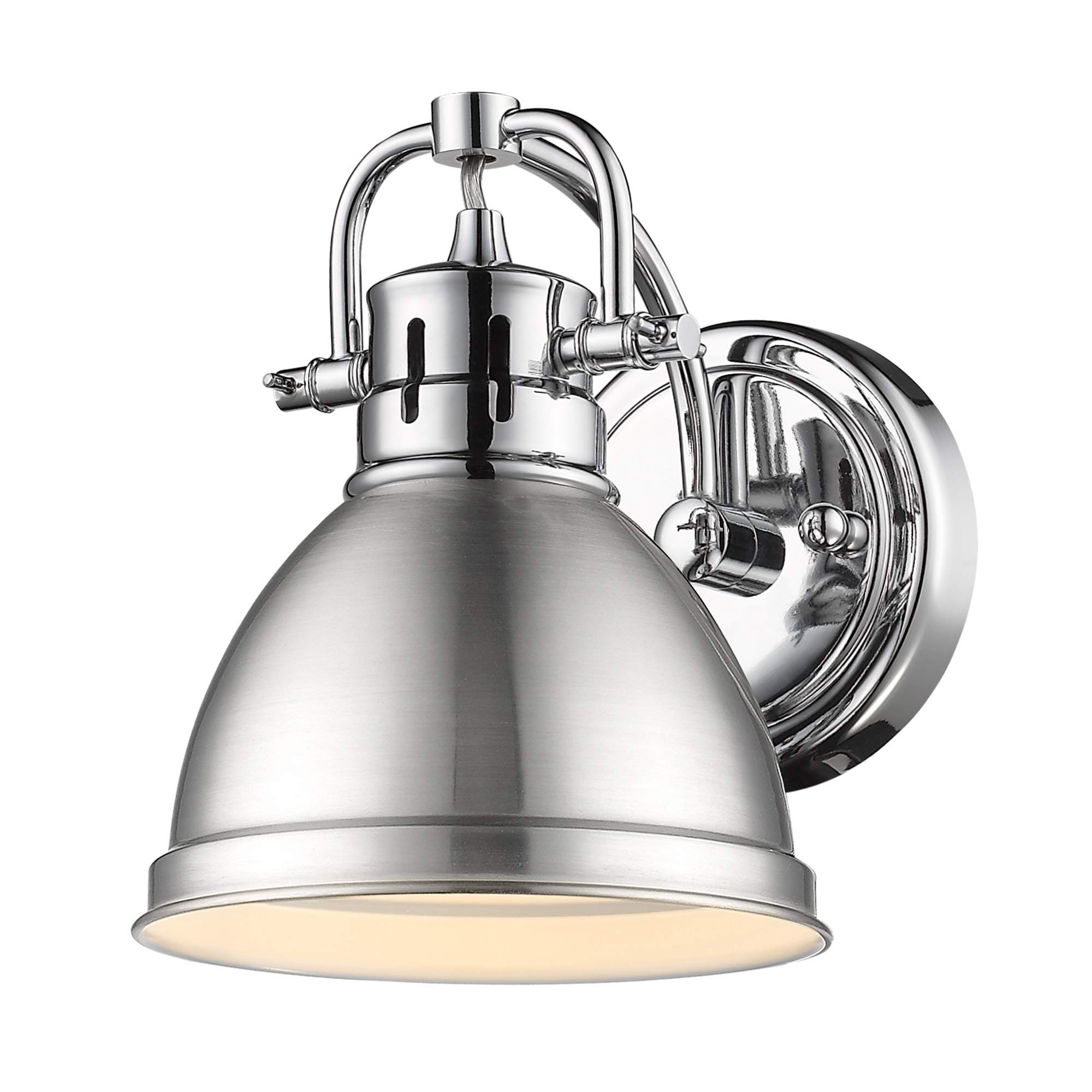 Golden Lighting 3602-BA1 CH-PW Duncan Bath Vanity, 8.25"L x 6.5"W x 8.5"H, Chrome with a Pewter Shade