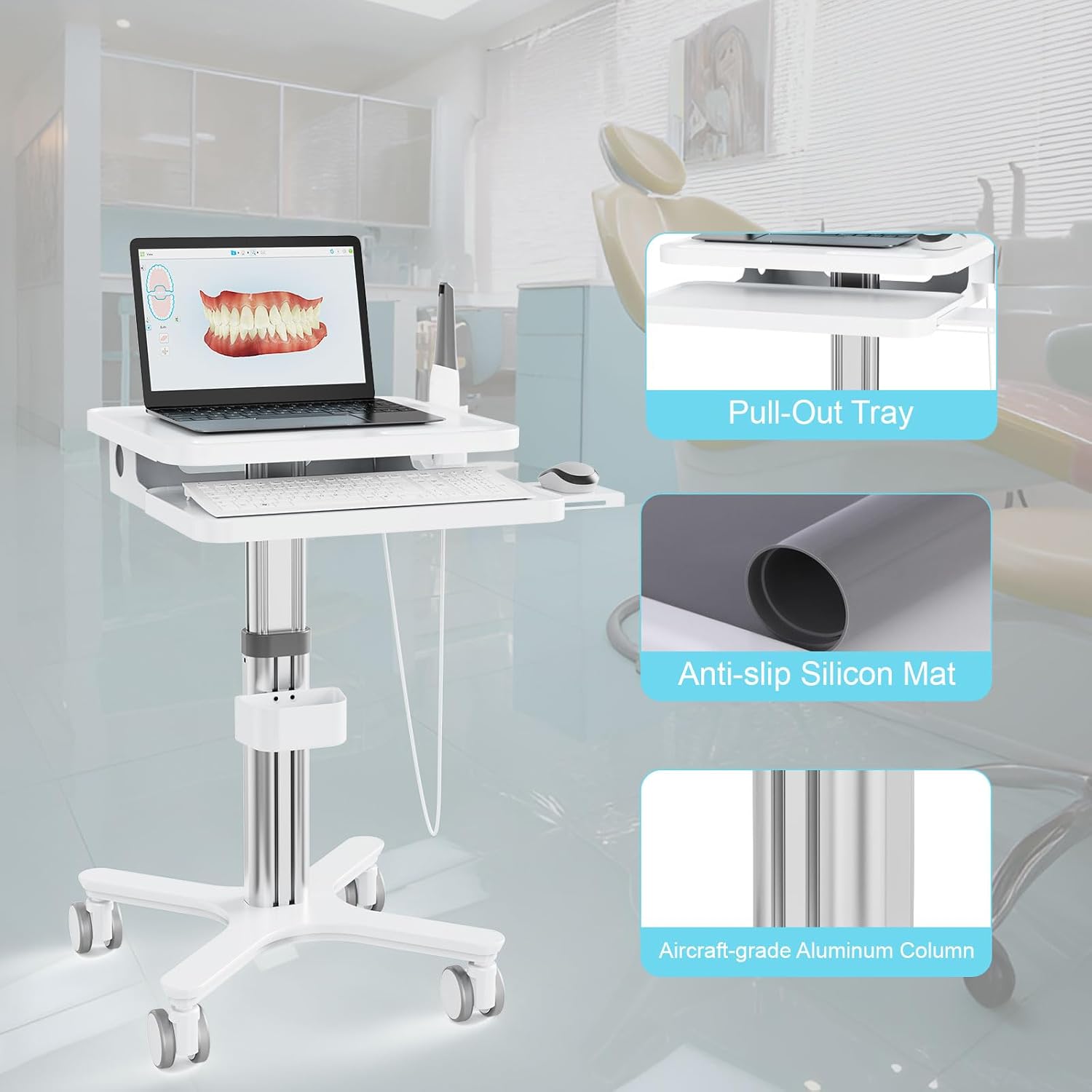 Medical Cart with Laptop Tray and Oral Scanner Iceland Ubuy