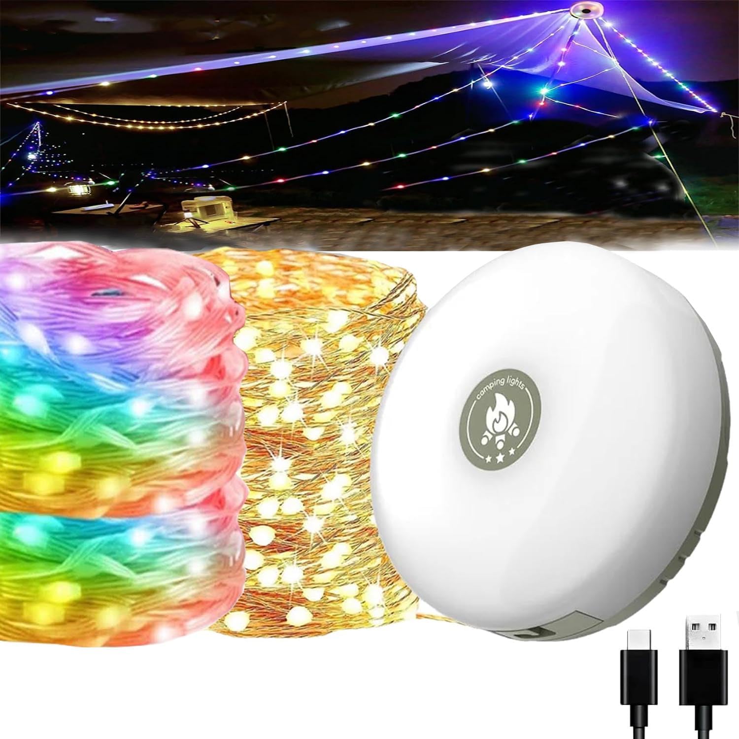 Guirlande Lumineuse - QIILU - Rechargeable USB - Étanche - 32,8 Pieds - Modes D'éclairage Variés