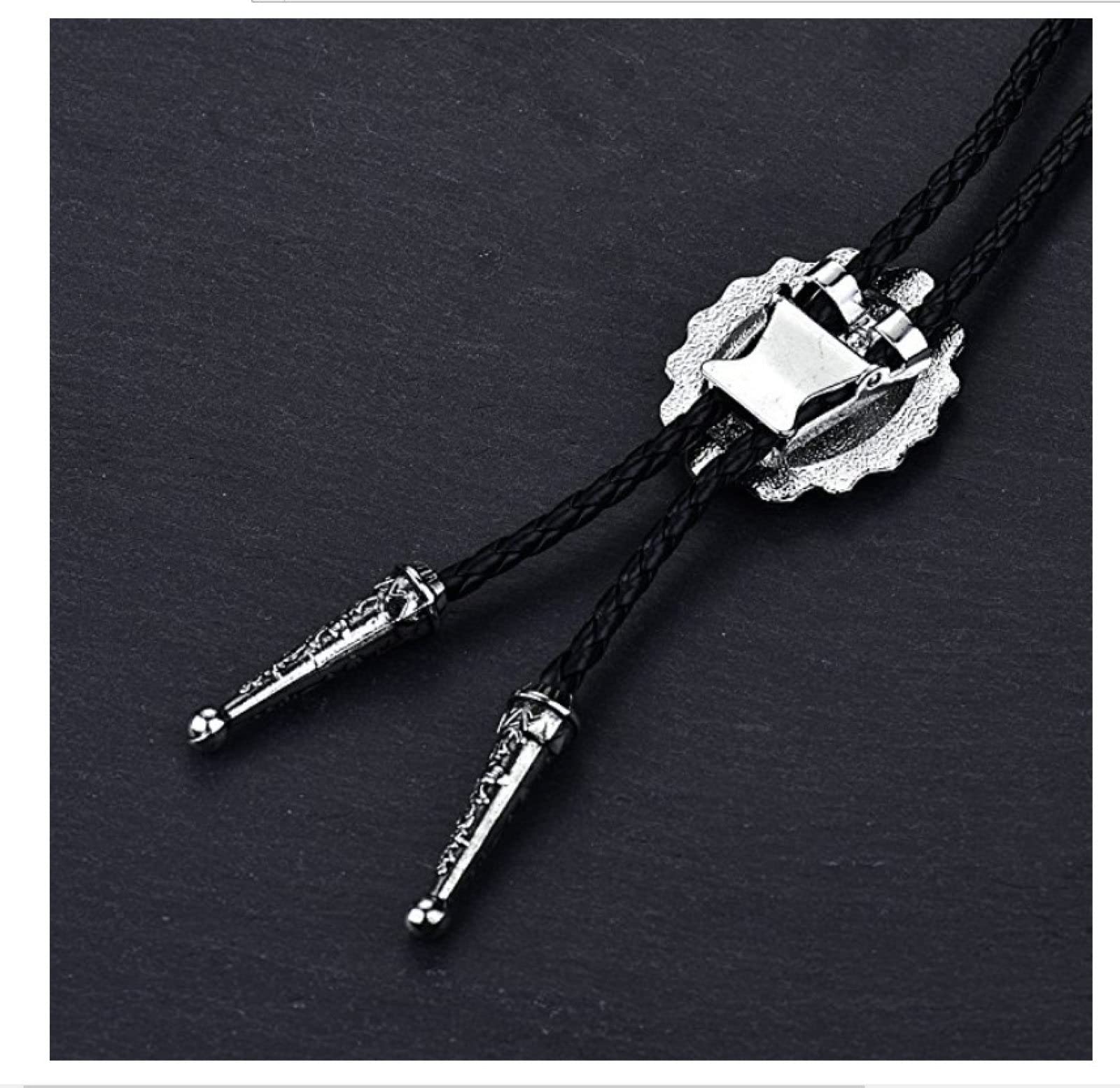 Bolo Tie Homme Vintage – Cravate Western Lettres Initiales Ovales, Style Cowboy Américain Personnalisé, Pendentif Cuir Réglable