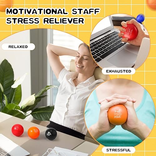 Miniatura 5 de Sratte Juego de 35 bolas motivacionales para el estrés, coloridas bolas inspiradoras para aliviar el estrés para adultos y niños, ejercicio de mano,
