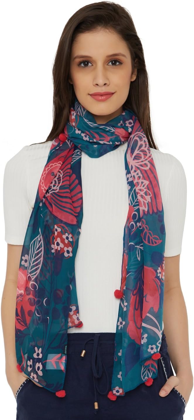 Chumbak Floral Owl Rectangular Scarf