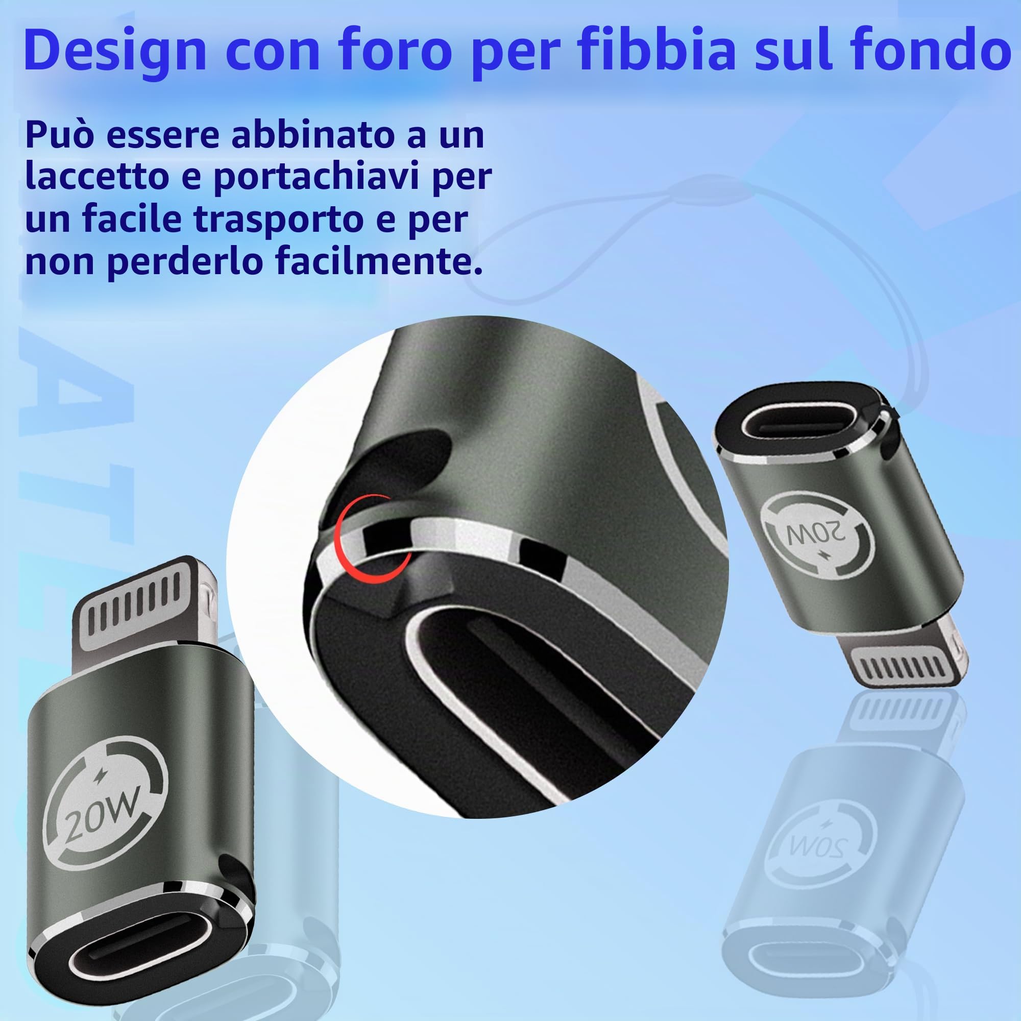 Adattatore da USB C a Lightning, da USB-C femmina a Lightning maschio, supporta la ricarica rapida PD da 20 W, adatto per iPhone 14/13/12/iPad, non adatto per OTG (verde scuro, 2 scatole)