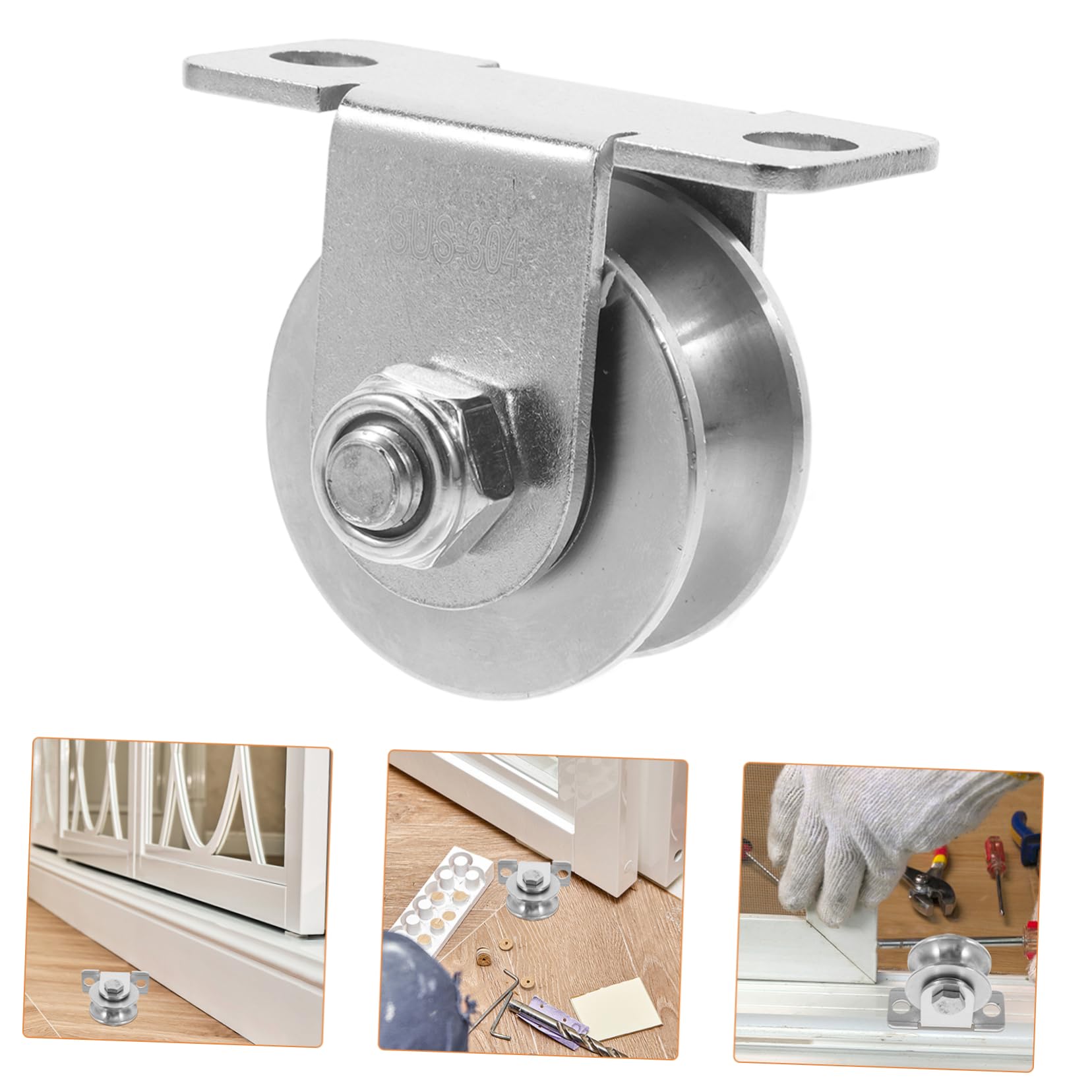 Puleggia per Cavi in Acciaio Inox da 48mm Cuscinetti Interni | 2 Pezzi, Scanalatura a U, Argento, per Porte Scorrevoli e Sistemi a Pulegge