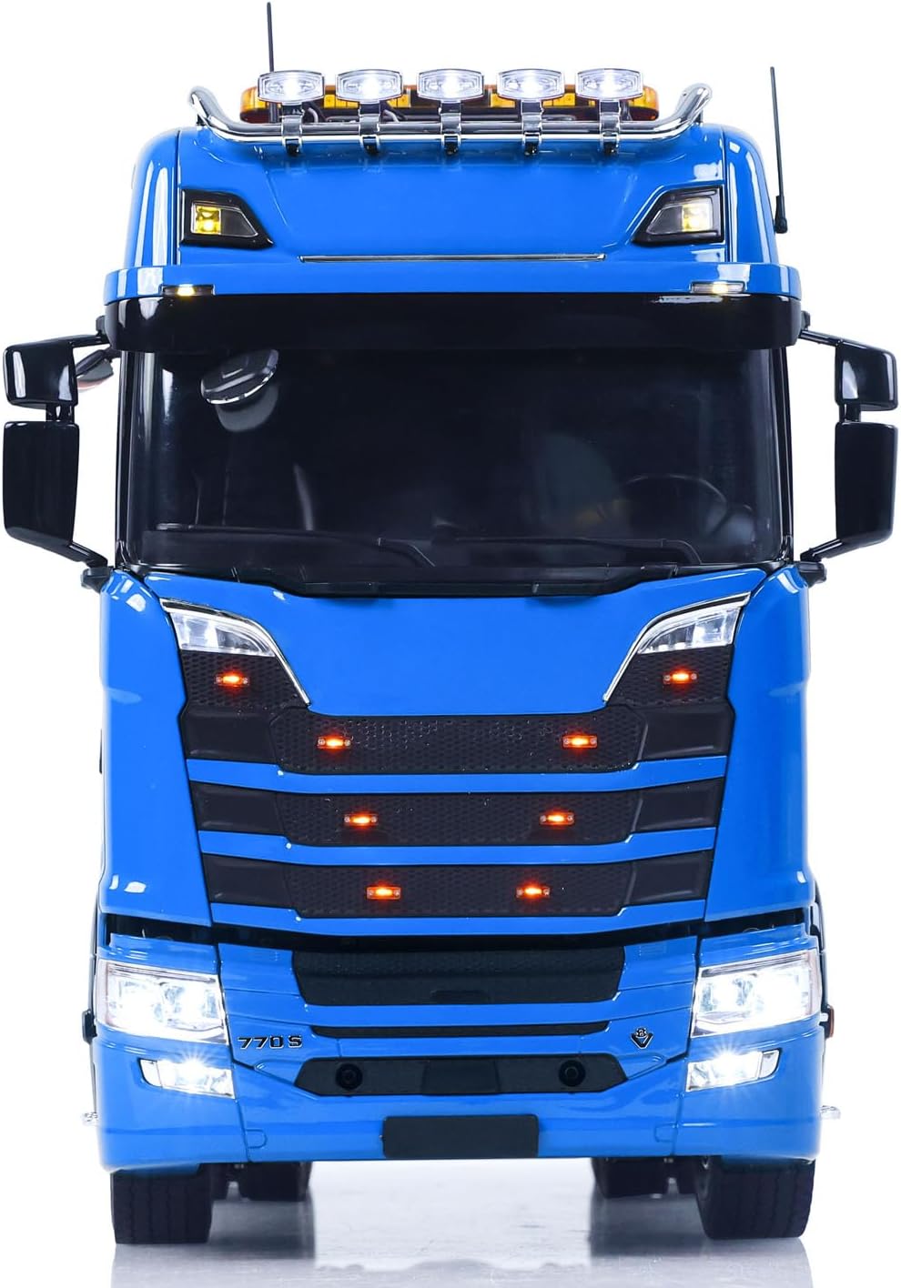 Wheel-Side Reduction Axle Differential Locks 1/14 6X6 Radio Controlled Tractor Truck 770S 60A Esc 540 Brushed Motor Sound System Hobby Grade Model for Ages 14+(Blue)