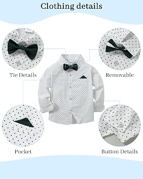 Costume Garçon 6-10 Ans - Chemise Manches Longues, Noeud Papillon Et Pantalon à Bretelles - Idéal Mariage, Cérémonie