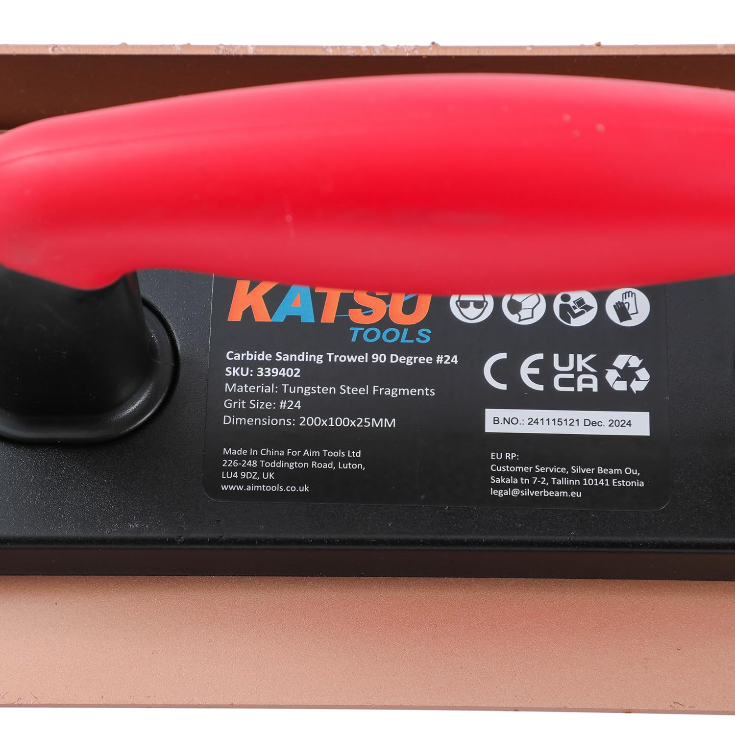 KATSU Tools 90° Hartmetall-Schleifkelle Körnung 24, 200 x 100 x 25mm