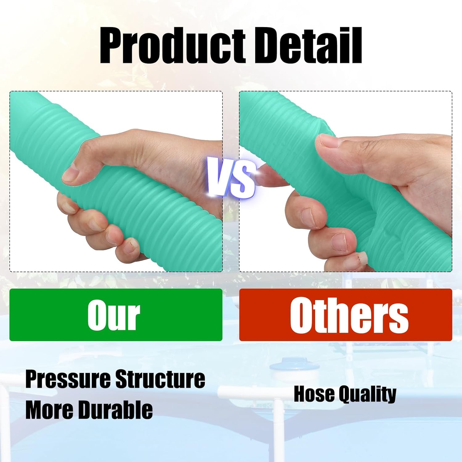 eBoot 2 Pcs 29060e Above Ground Pool Hoses 1.5" Diameter 59" Long Swimming Pool Pump Hose Replacement for Filter Pump, Saltwater System, Sand Filters Accessories(Lake Green)