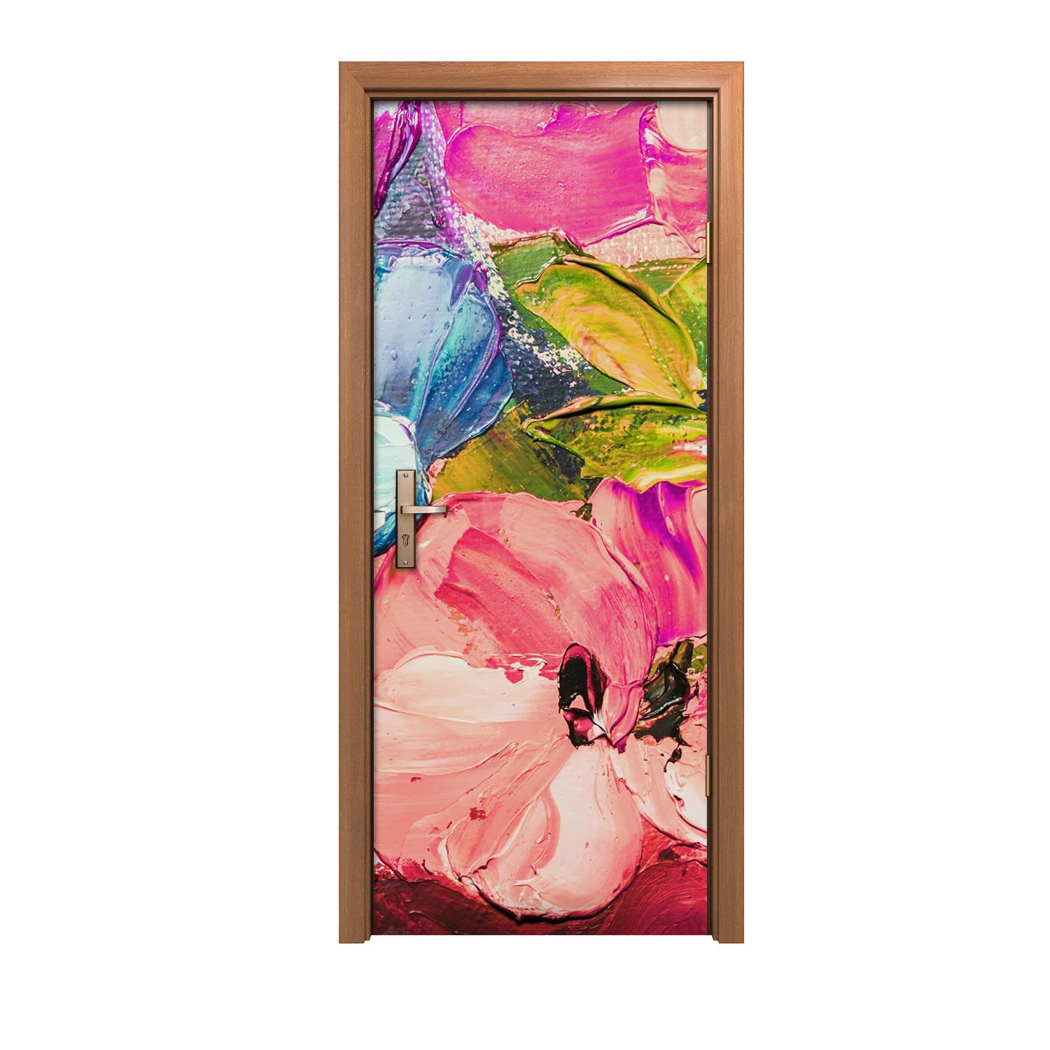 Autocollant de porte lavable 90x200cm au motif Painting Flowers