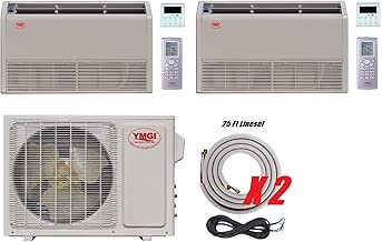 YMGI Two Zone - 30000 BTU 2.5 Ton 21 SEER Ceiling Suspension Ductless Mini Split Air Conditioner with Heat Pump for Home, Office, Shops with 25 Ft Lineset installation Kits - coolthings.us