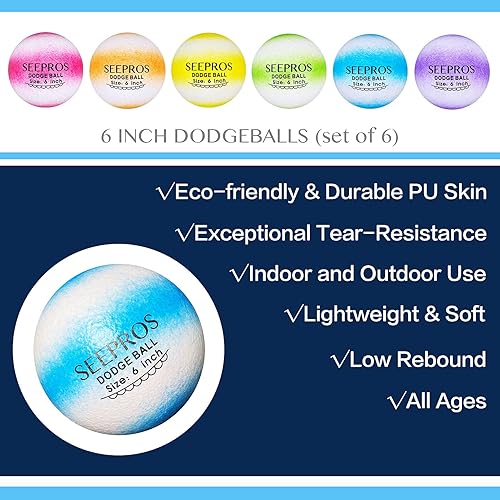 Miniatura 3 de SEEPROS Juego de 6 bolas de espuma  Piel suave rebote bajo color arcoíris de ensueño perfecto para juegos al aire libre juego de 6 con bolsa de