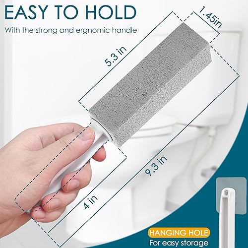 Miniatura 2 de Paquete de 20 limpiadores de inodoros de piedra pómez con mango para limpieza de inodoros, quitar cal, óxido, suministros de limpieza para inodoro,