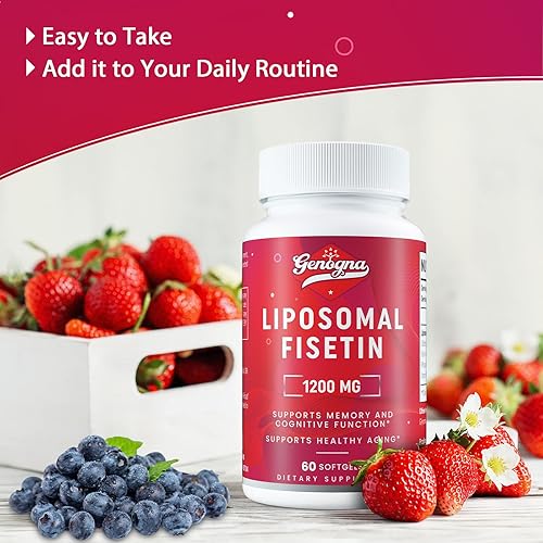 Miniatura 8 de Suplementos de fisetina 98% pura 1200 mg  probado por terceros, fisetina liposomal alta biodisponible, 180 cápsulas, polifenoles antioxidantes para