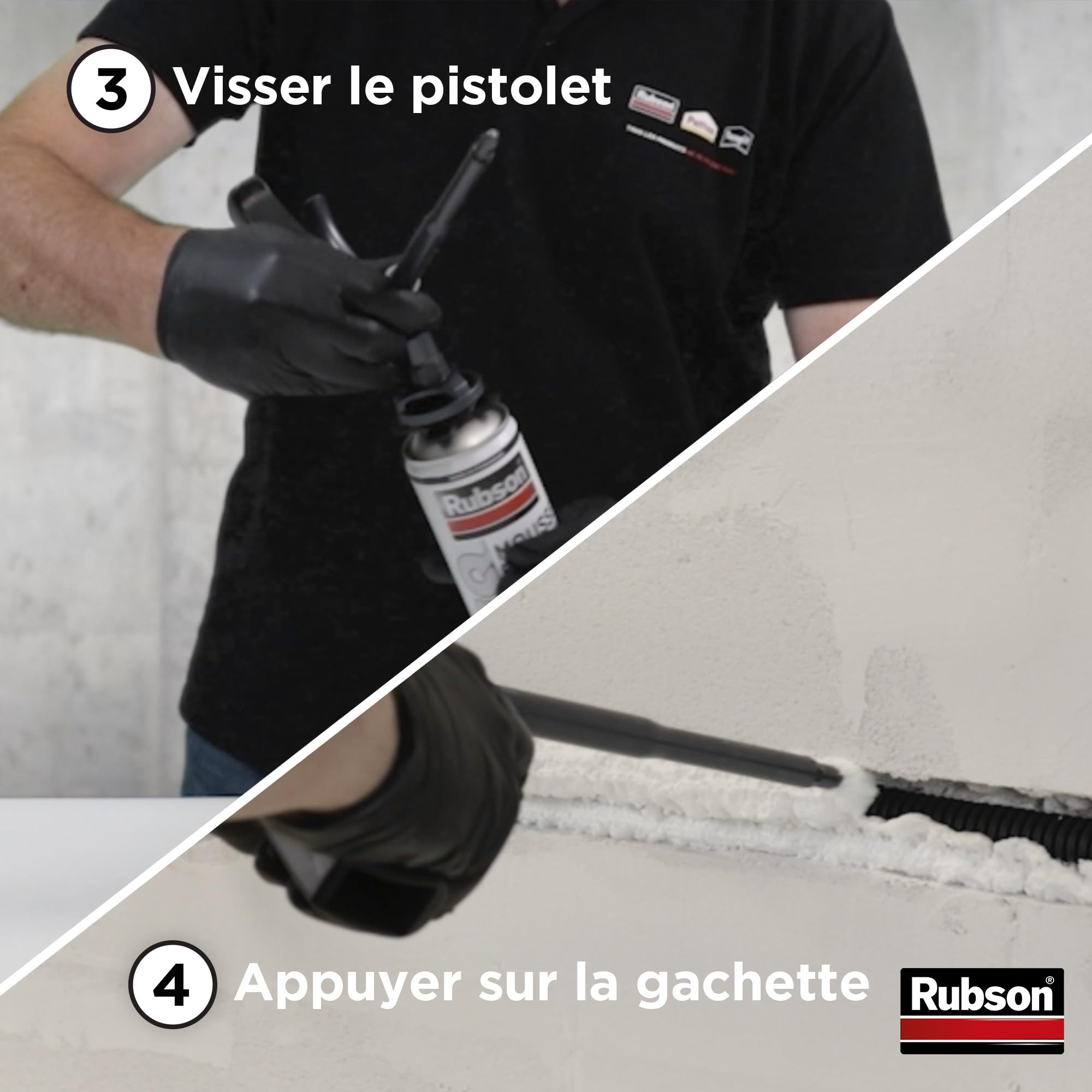 RUBSON Pistolet extrudeur pour mousses expansives, pistolet mousse polyuréthane, Noir