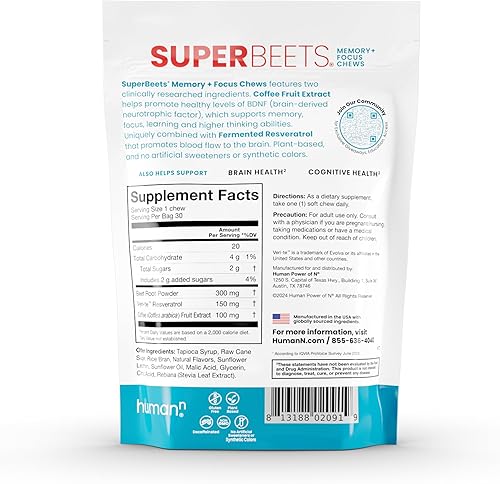 Miniatura 7 de HumanN SuperBeets Energy Plus & Memory + Focus Masticables