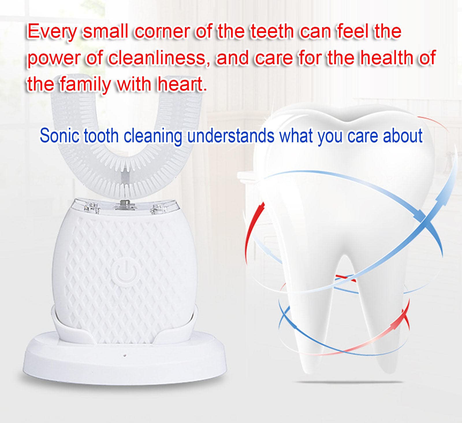 Spazzolino Elettrico Automatico per Adulti a Forma di U per Adulti Strumento per la Pulizia dello spazzolino da Denti U (Tipo Bianco) - Sbiancamento Dentale con Gel